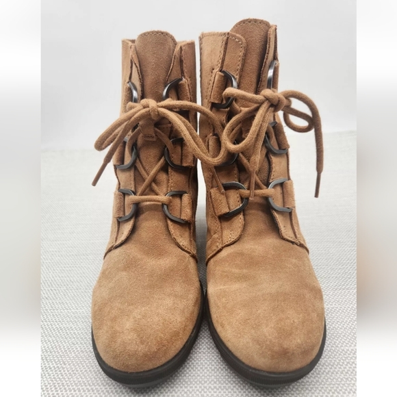 Sorel Size 4 Youth Hidden Wedge Boot Joan Of Arctic Il Camel Brown Suede - Picture 13 of 14